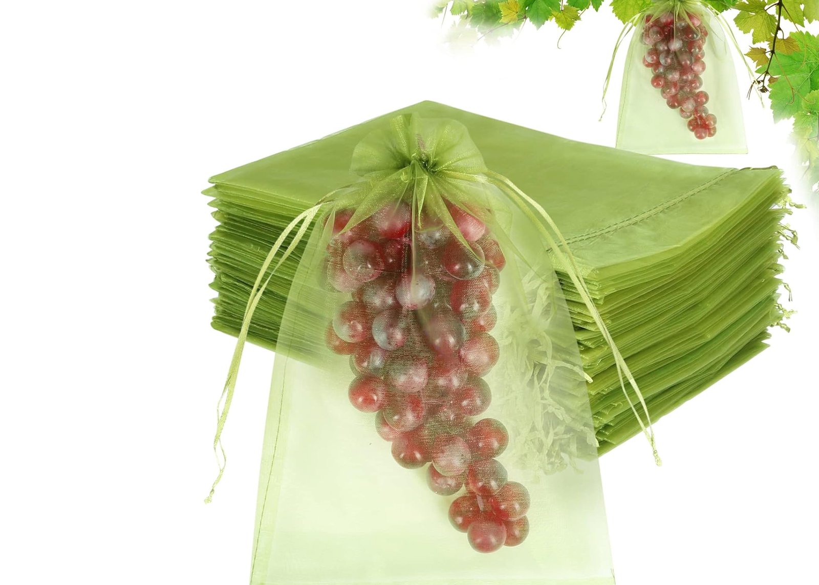 green mesh fruit bags