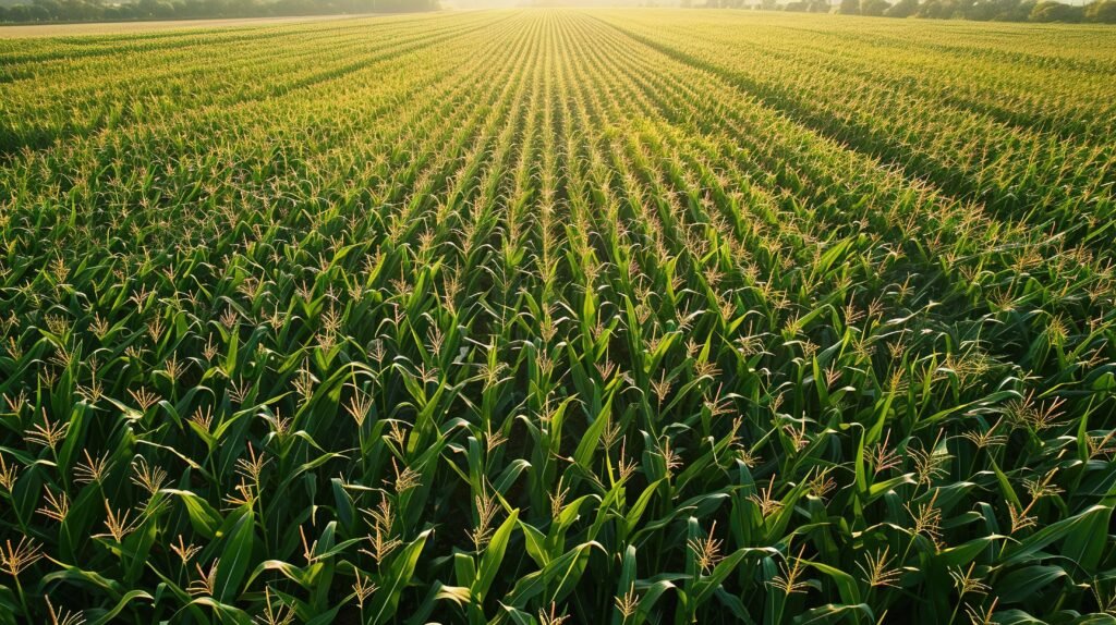 corn field at sunset