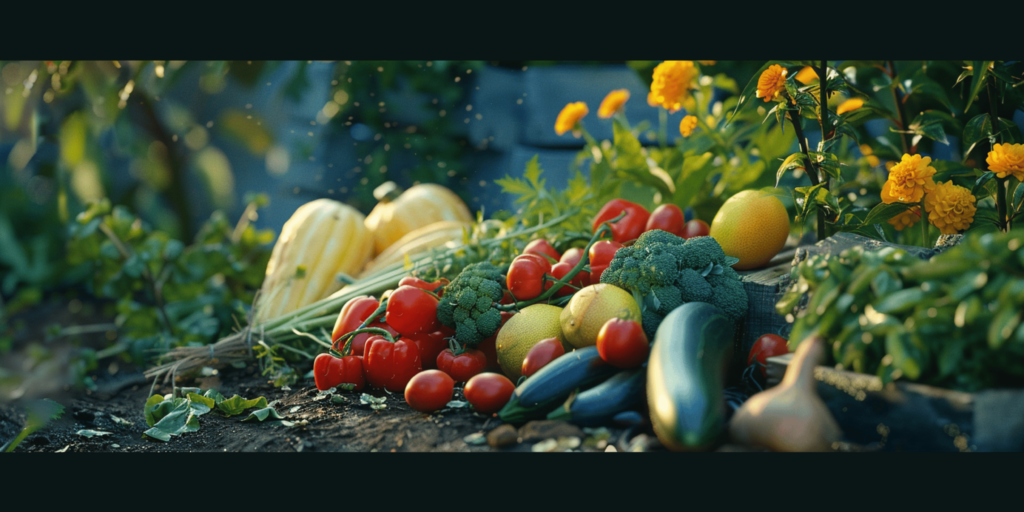 vegetables on the ground in a garden