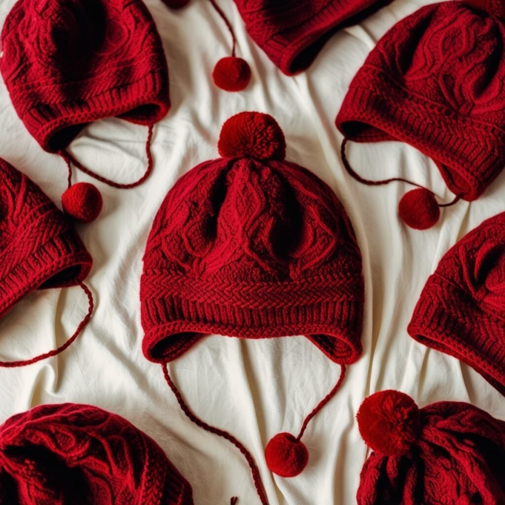 red, knitted hats