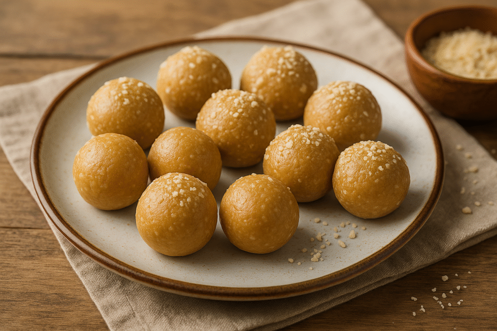 homemade fudge balls on a plate