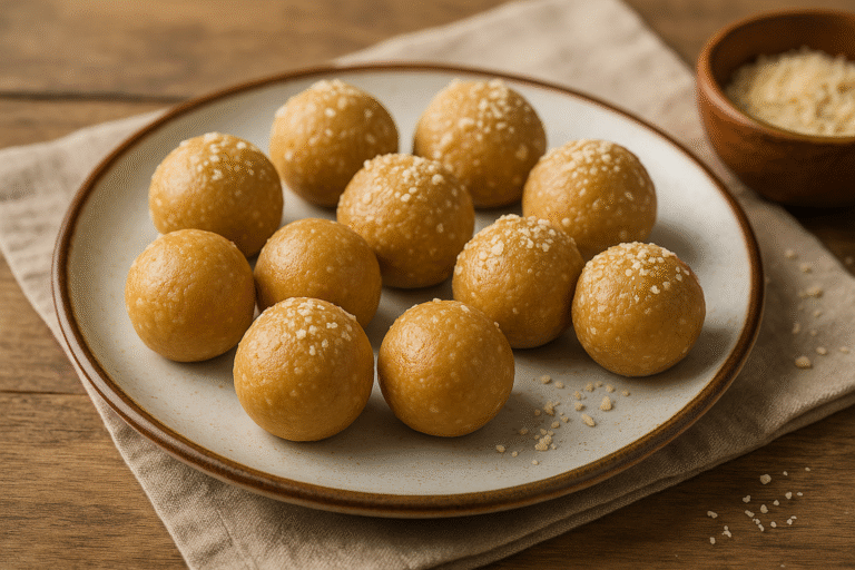 homemade fudge balls on a plate
